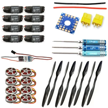 

F05423-F 8-Axis Foldable Rack RC Helicopter Kit KK Connection Board+350KV Brushless Disk Motor+16x5.0 Propeller+40A ESC