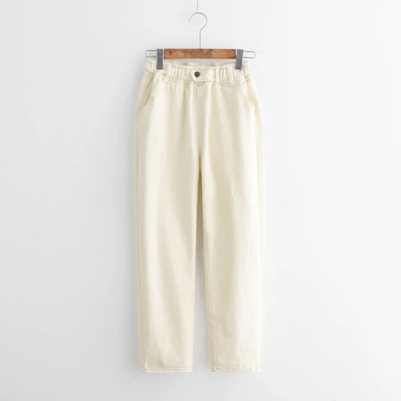 

Women's Denim Harem Pants 2019 Spring Summer Casual Boyfriend Elastic Waist Vintage Straight Jeans Woman