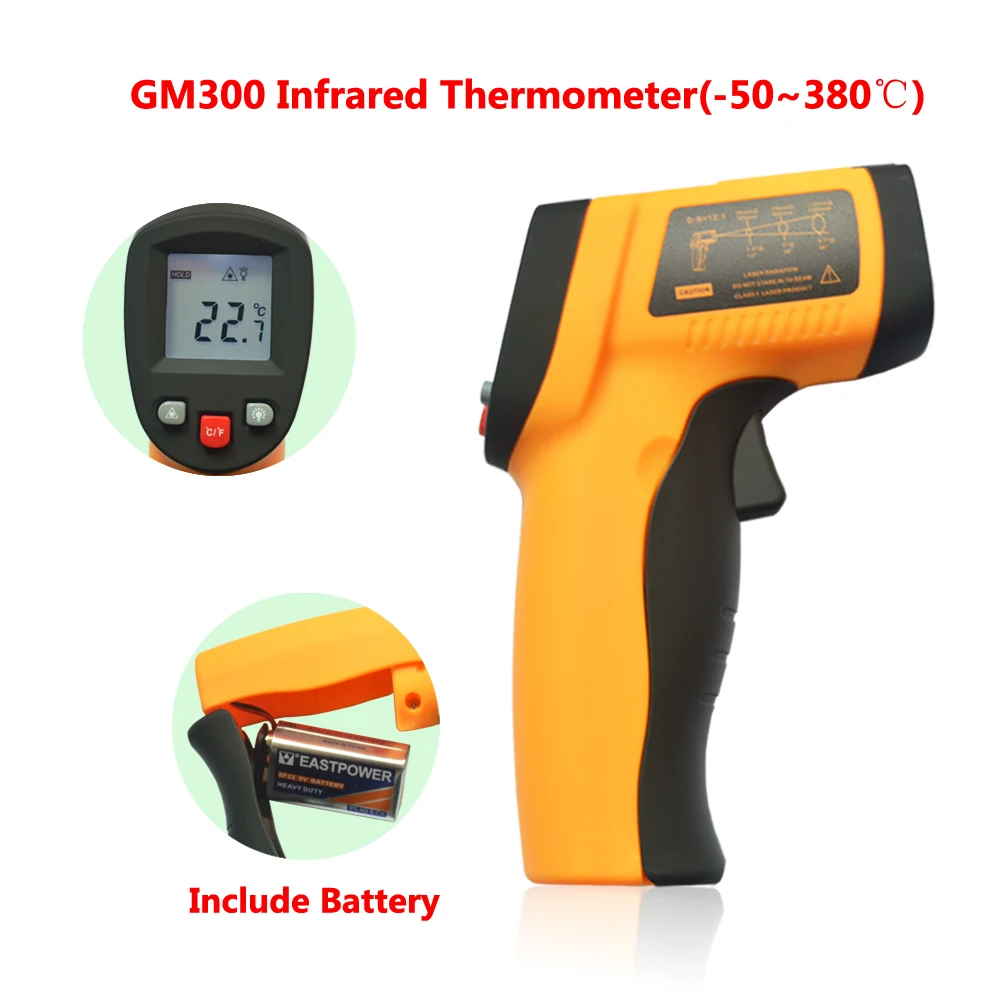 

GM300 Non-contact Infrared Thermometer -50 ~380C LCD Digital Pyrometer Laser Point Gun Style Temperature Meter