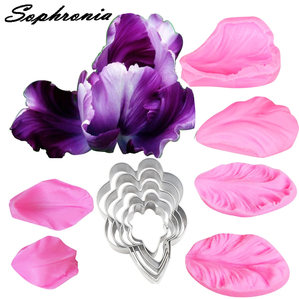 Iris Flower Petal Veiner &Cutter Silicone Mold Fondant Mould Cake