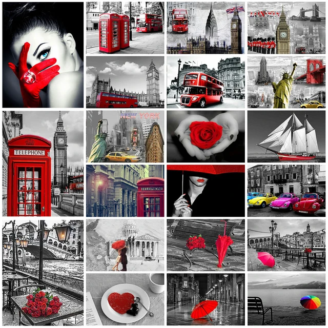 AZQSD 5D Diamond Painting Landscape Diamond Mosaic Flower Pictures of Rhinestones Diamond Embroidery Red&Black Series Home Decor AZQSD 5D Diamond Painting Landscape Diamond Mosaic Flower Pictures of Rhinestones Diamond Embroidery Red&Black Series Home Decor