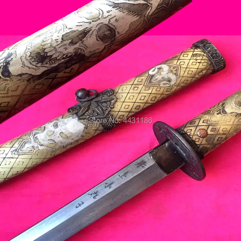Skull Theme Fully Copper Handle/Sheath Vintage Japanese Samurai Sword Katana Full Tang Damascus Steel Signed Blade | Дом и сад