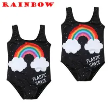 Радужное бикини для малышей; купальник для маленьких девочек; цельный купальник; Радужное бикини; летняя детская одежда для пляжа; купальный костюм