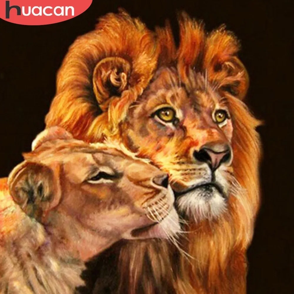 

HUACAN 5D DIY Diamond Painting Full Square Lion And Son Diamond Embroidery Cross Stitch Rhinestone Wall Stickers Home Decor