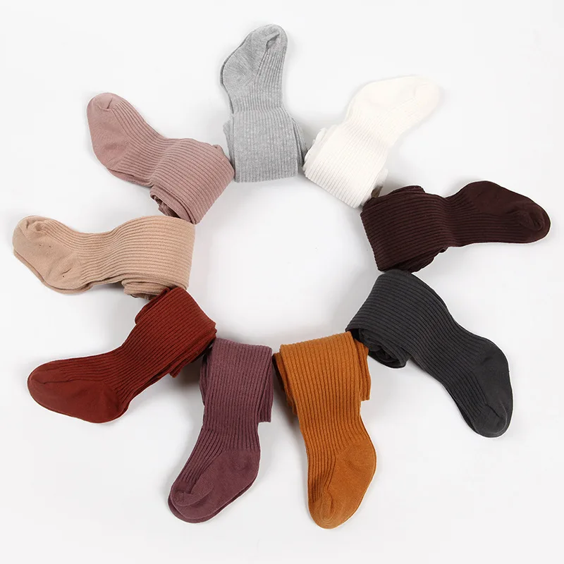 

New Style Autumn & Winter Double Needle Children Pantyhose Cotton Baby Leggings Upshift Vertical Striped Girls Leggings