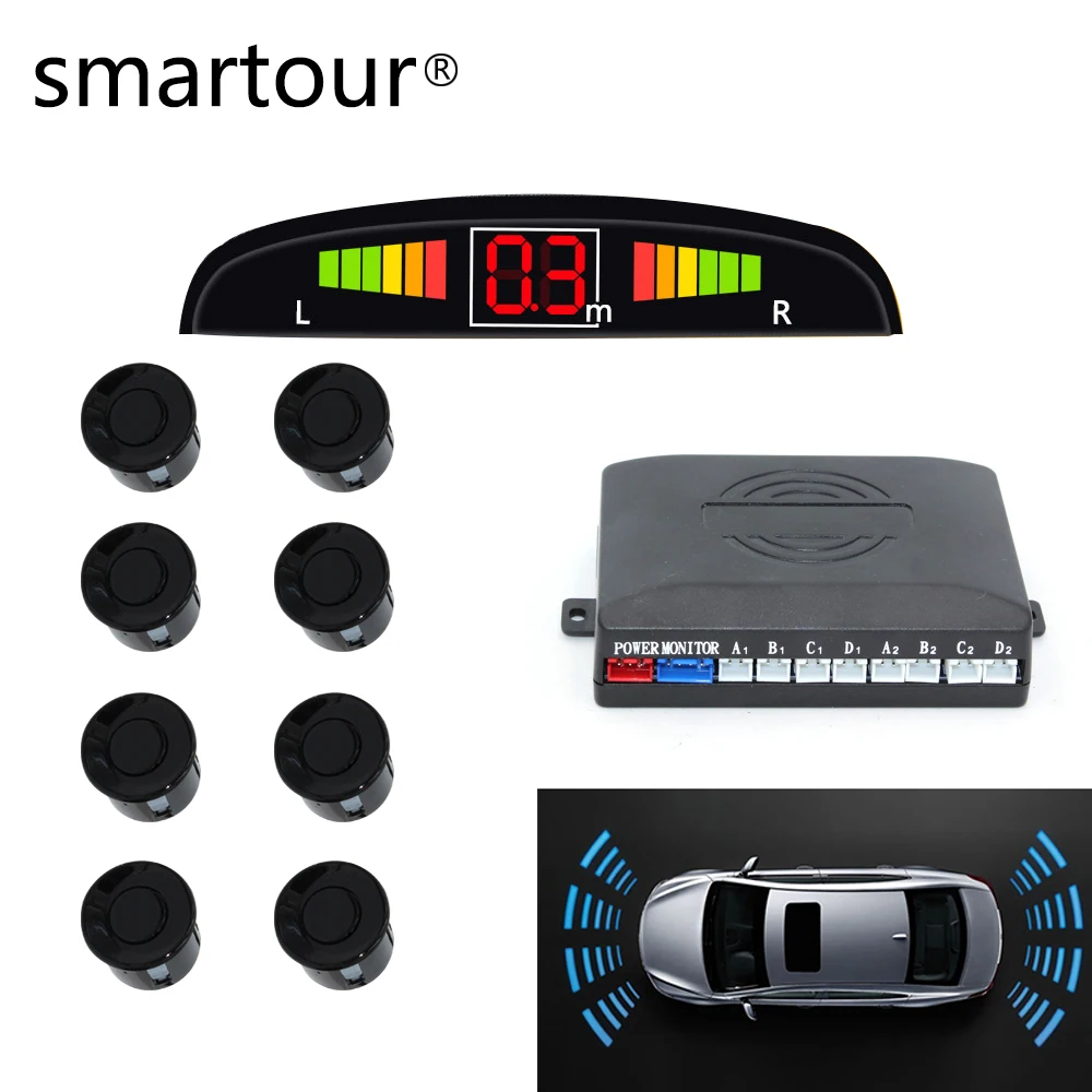

Smartour Car reversing radar 8 rear front parking sensor reverse standby radar with LED display monitoring parking system
