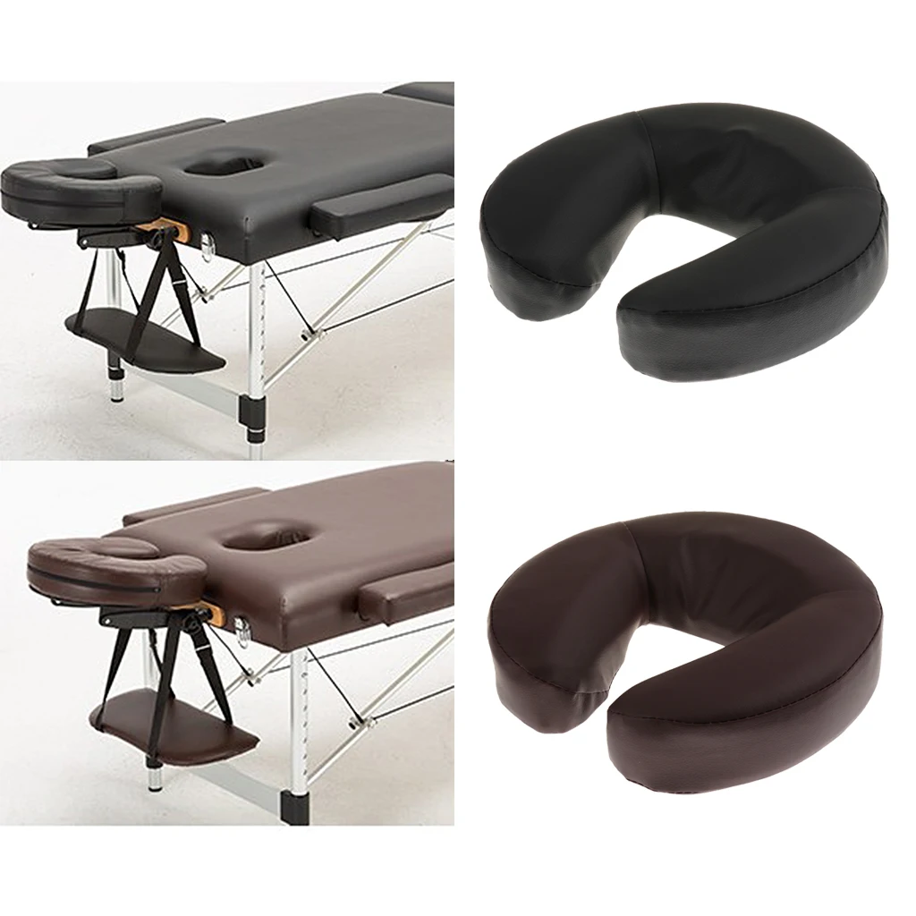 2 шт u-образная подушка из искусственной кожи для релаксации лица, салонная подушка для спа, подушка для массажа, китайская акупунктурная настольная кровать, черный, коричневый
