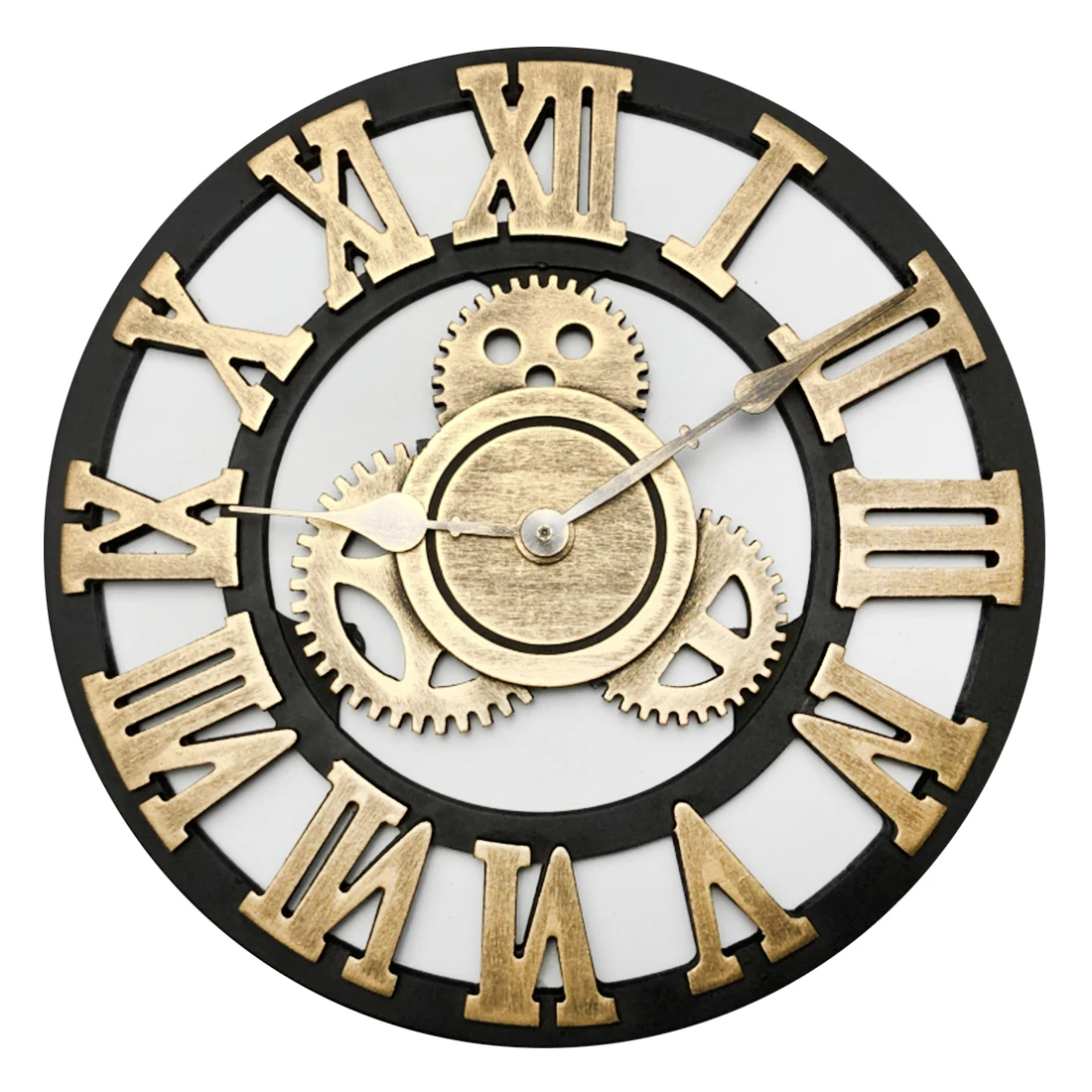 30 см Ретро часы с зубчатой передачей бесшумные настенные часы для домашнего декора Ретро золотые римские цифры креативные часы для украшения лица настенные часы