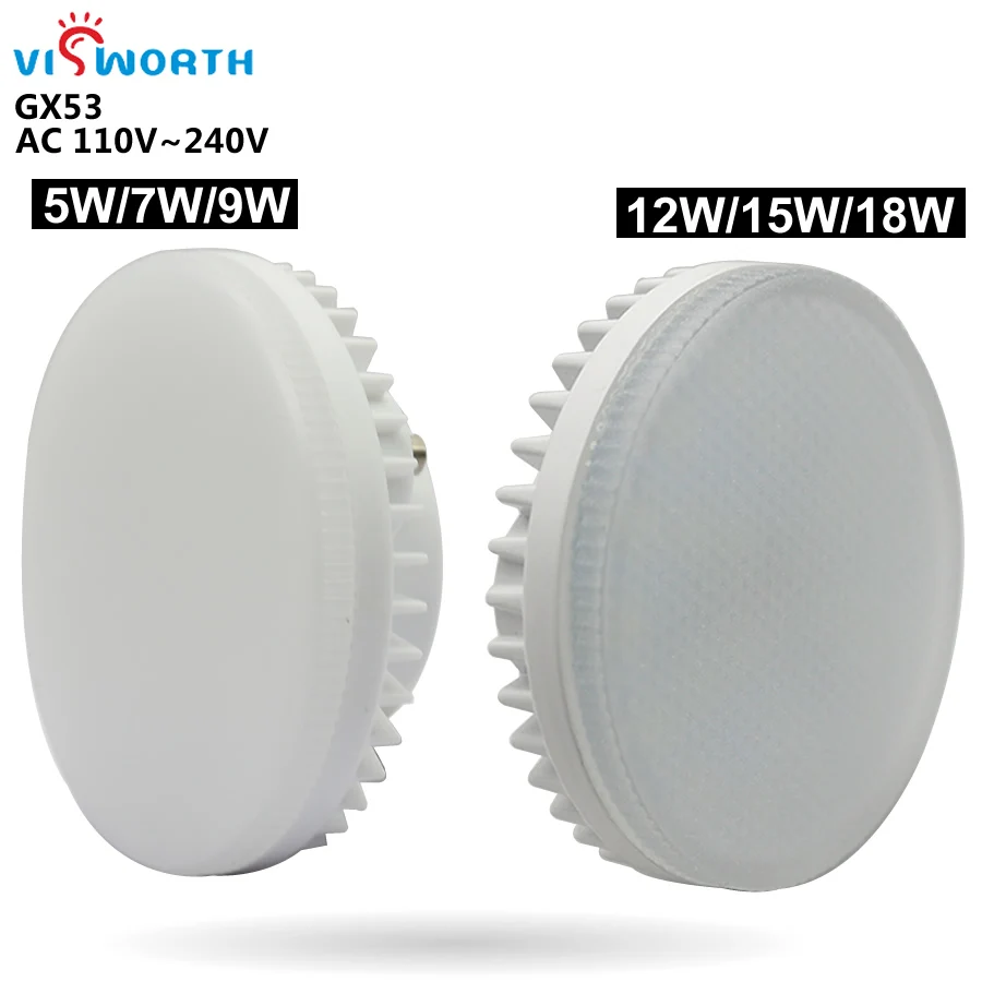 GX53 bombilla Led 5 W 7 W 9 W 12 W 15 W 18 W Epistar SMD2835 lámpara LED AC 110 V 220 V del Gabinete decorativo luces cálido blanco frío lámparas LED GX53 bombilla Led 5 W 7 W 9 W 12 W 15 W 18 W Epistar SMD2835 lámpara LED AC 110 V 220 V del Gabinete decorativo luces cálido blanco frío lámparas LED
