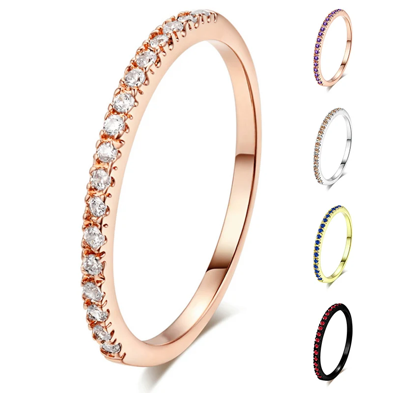 

LNRRABC 21 Colors Wedding Ring For Women Man Concise Classical Multicolor Mini Cubic Zirconia Rose Gold Color Fashion Jewelry