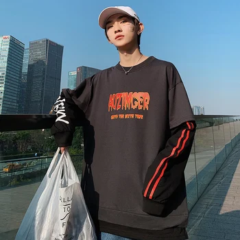 

Autumn New Men's Hoodies Fashion Letter Print Casual Long-sleeved Pullover Man Streetwear Hip Hop Loose Sweatshirt Male M-5XL