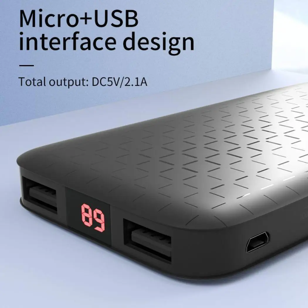 Внешний аккумулятор 20000 мА/ч ультра тонкий внешний Двойной USB светодиодный