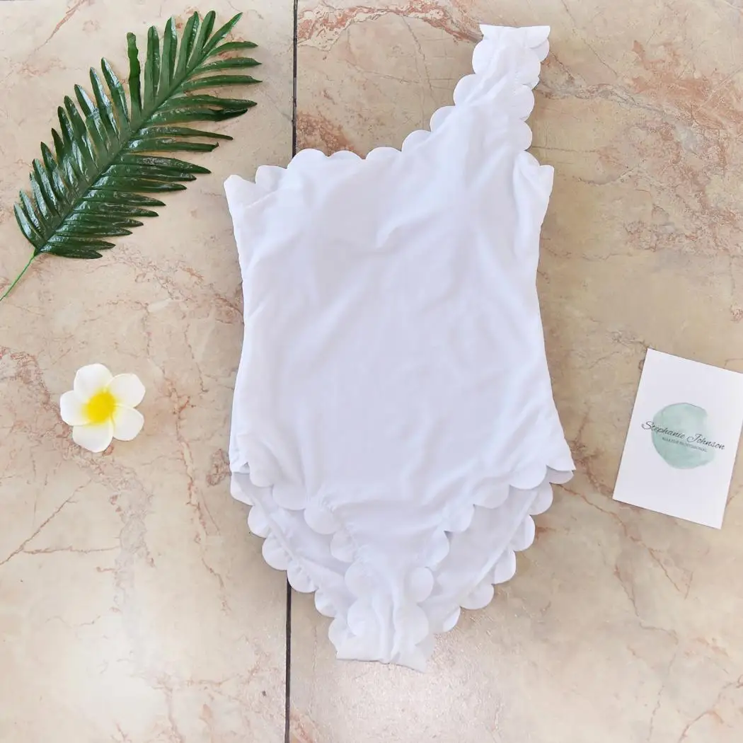 

Swimwear Women Bikini 2019 Casual Sleeveless Solid Ruffles One-piece Swimsuit Beahwear