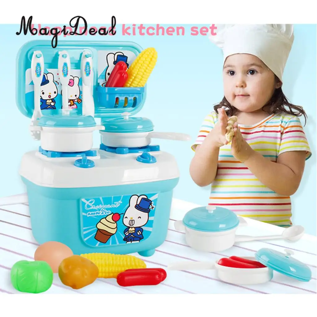 13Pcs Cookware Playset Kids Kitchen Pretend Play Cooking Game Toys Oven Pans Play Food