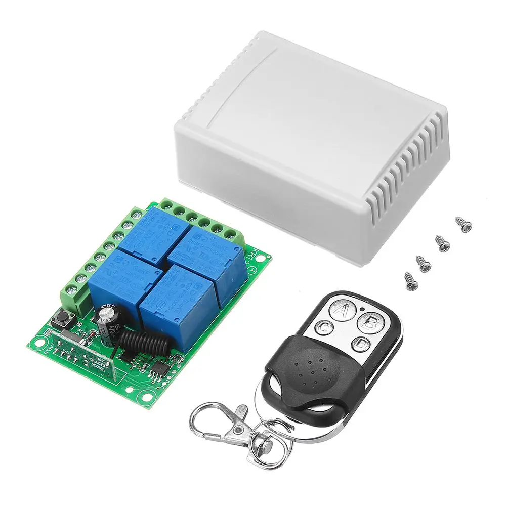 

DC 12V 4CH Channel Wireless Remote Control Switch Learning Type Relay Control Module With Case