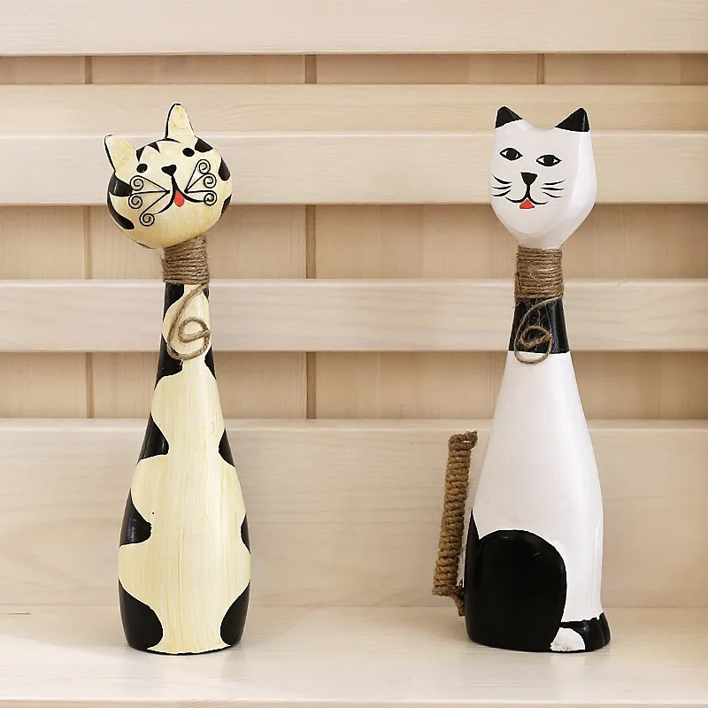 2 Pieces/set Wooden Animal Figurines Home Decor Craft