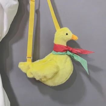 

Cute Duck Shape Women Messenger Bags Cartoon Plush Crossbody Bags For Women Girls Children Bag