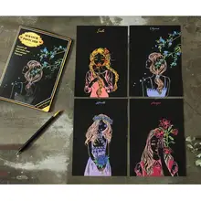 Рисунок «сделай сам» картина царапины окраска многоцветный дом, открытый, фестиваль и т. д. цветочный узор Открытка Подарок