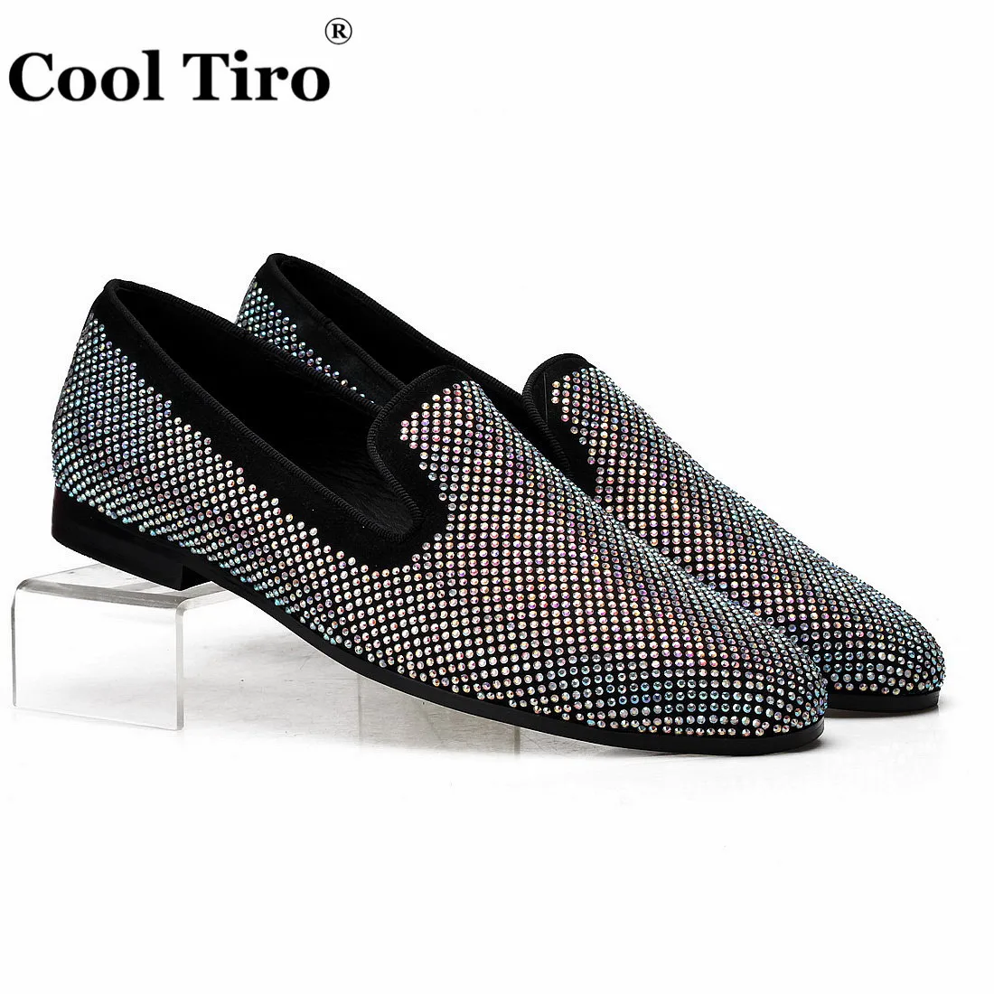 white glitter loafers