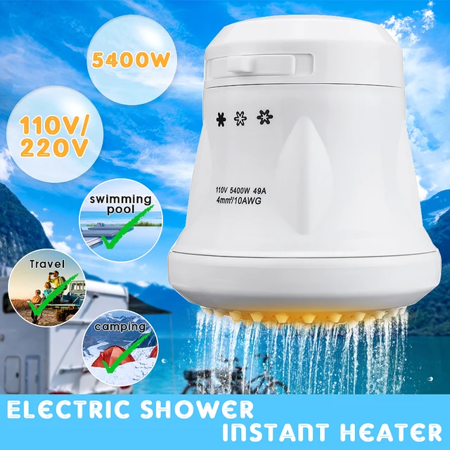 Cheap ST-08 3800W~5400W 110V/220V Electric Shower Head Tankless Instant Hot Water Heater Hose Bracket