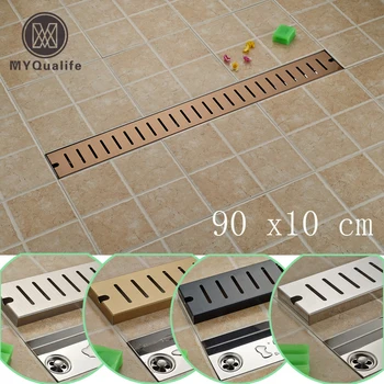 

90cm Linear Long Shower Grate Bathroom Channel Tile Drains Bathroom Floor Drain Stainless Steel