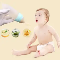 90 мл безопасности полипропилен силикон Мультфильм детских бутылочек с ложкой Еда дополнение риса Крупы вставить бутылок ложка молока для