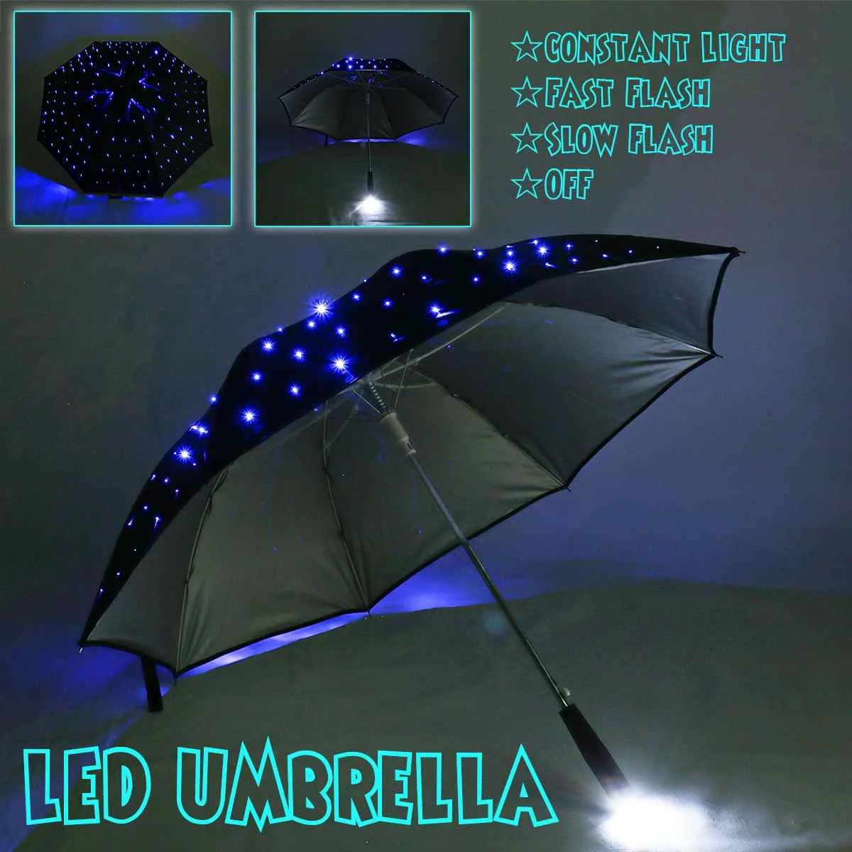 

39" Large Umbrellas LED light Uv Umbrella With Flashlight Function Luminous Decorative Umbrella for Photography