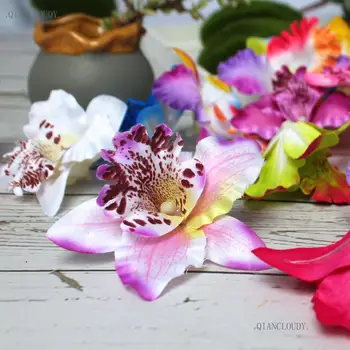 

50 PIECES Artificial Thai Orchid Silk Flowers Heads for SCRAPBOOKING DIY WREATH Hair clip wedding Wreath decoration Craft A91