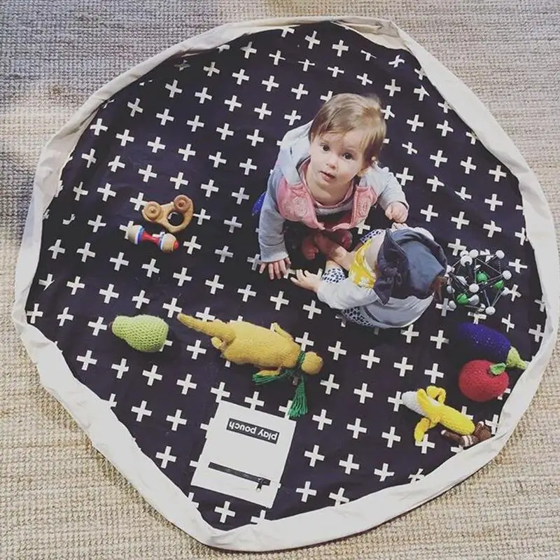 

140cm Baby Soft Play Mat Game Blanket Pad Kids Play Carpet Climb Mat Crawling Mat Sundries Pouch Toys Storage Bag 1PCS