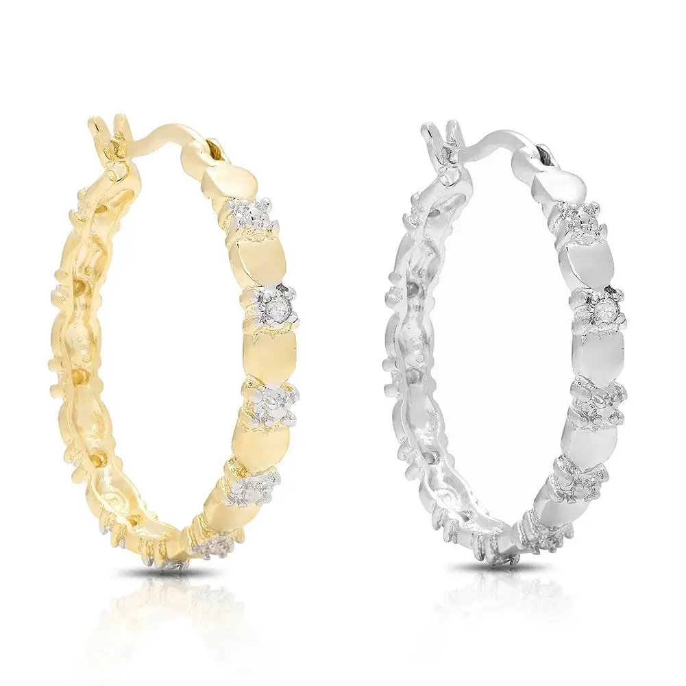 

Fashion Women Party Gold Overlay Heart Diamond Accent Earring Jewelry Decor Big Round Shape Sexy Ladies Rhinestone Hoop Earrings