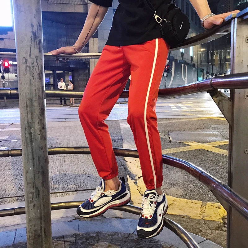 Men's Trousers 2019 New Men's Loose Sweatpants Spring Students Beam Pants Pants Running Pants Black Red Casual Men's Clothing