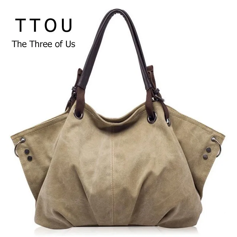 النساء أزياء حقائب يدوية من القماش الرجعية كبيرة قدرة الإناث حقائب كتف أنيق عارضة Crossbody أكياس الكلاسيكية الصلبة اليد TTOU