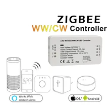 ZIGBEE ZLL умный контроллер WWCW, DC12/24 В, управление приложением теплый белый/холодный белый и регулируемая яркость, для светодиодной ленты линейный светильник