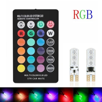 

New 1 Pair T10 RGB Car Interior Decoration Width Lamp Light With Remote Control 12V 6 SMD Auto Atmosphere Lamps