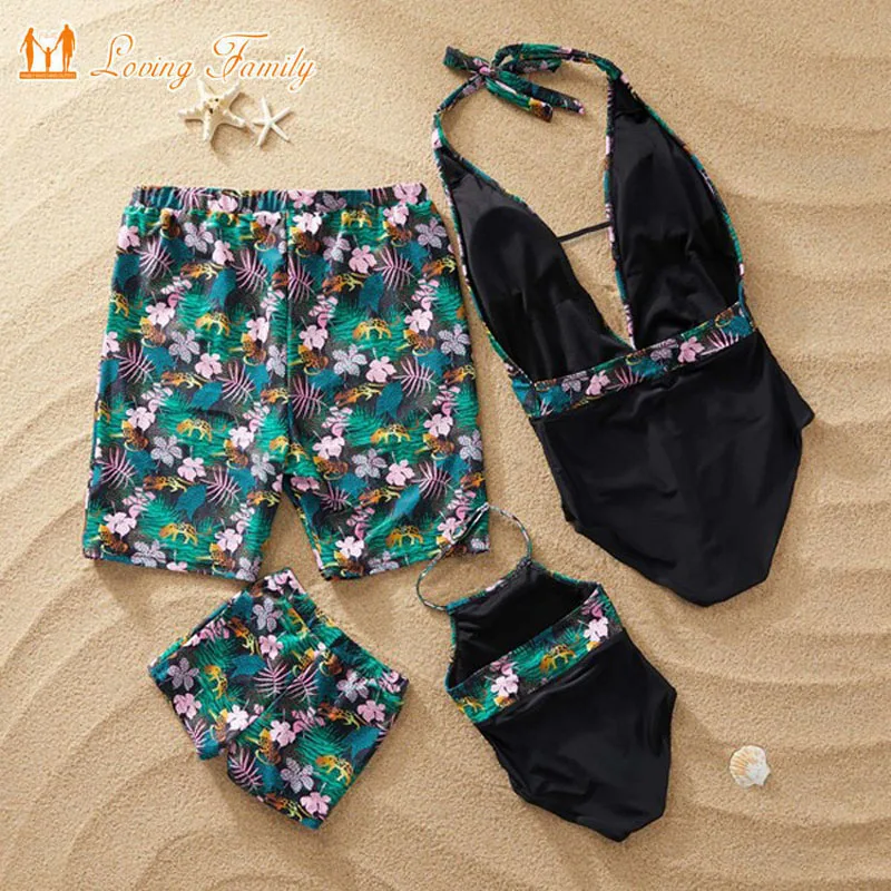 

Father Son Swimming Shorts Beach Family Look Mother Daughter Swimwear Mommy Dad And Me Bikini Swimsuits Clothes Summer Dress