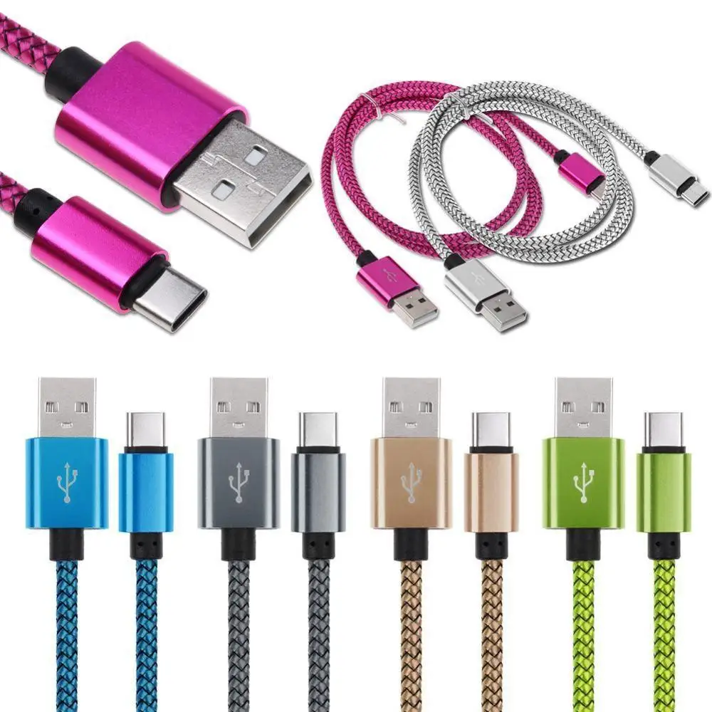 100 шт. USB3.1 Type c кабель зарядного устройства 1 м USB C нейлоновая оплетка зарядный