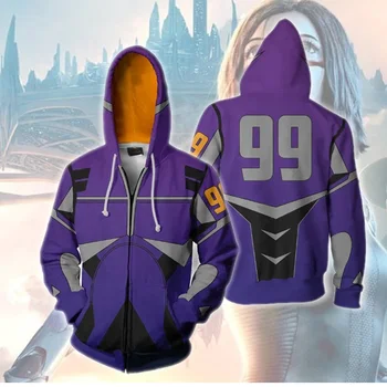 

2019 autumn and winter new men and women creative 3D printing Alita Battle Angel fashion comfortable zipper hoodie