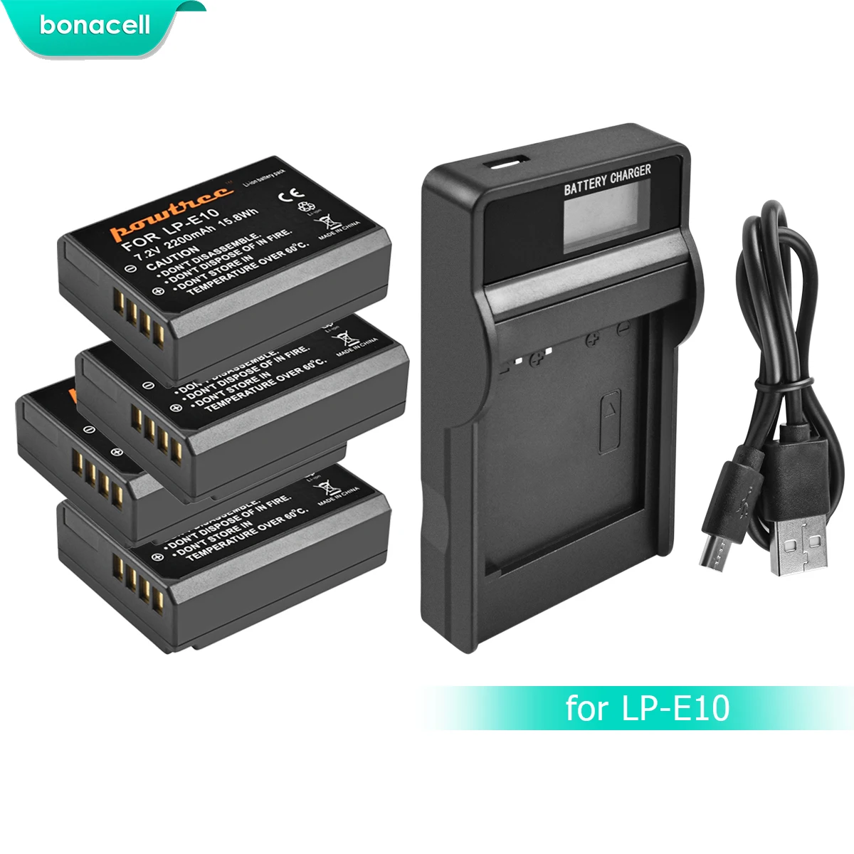 

Bonacell 2200mAh LP-E10 LP E10 LPE10 Camera Battery+LCD Charger For Canon 1100D 1200D 1300D Rebel T3 T5 KISS X50 X70 Battery L10