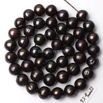 

High Quality 9-9.5mm Black Natural Freshwater Pearl Gems Loose Beads Strand 15" DIY Creative Jewellery Making w2312
