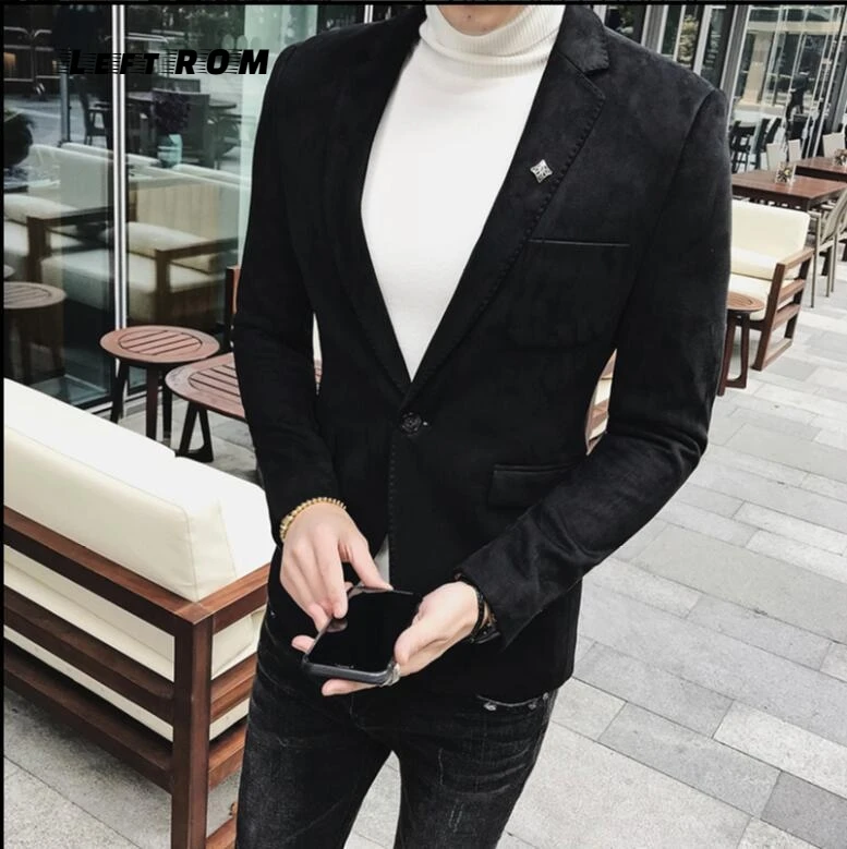 2018 замшевая куртка Блейзер 6 видов цветов Повседневный Hombre Masculino однотонный
