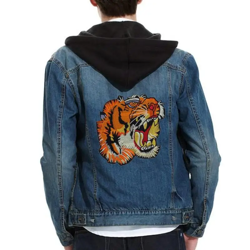 

Tiger Head Embroidery Iron on Patches Cloth Sticker for Clothing Applique