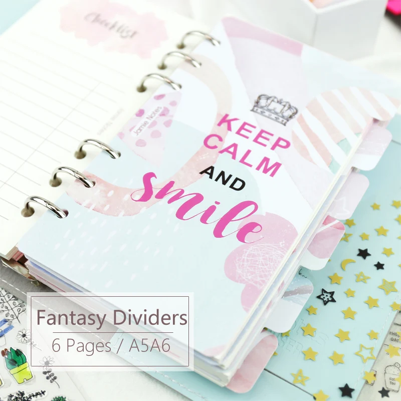 Fantasy Watercolor Refills Index Dividers A5 A6 for Organizer Notebook