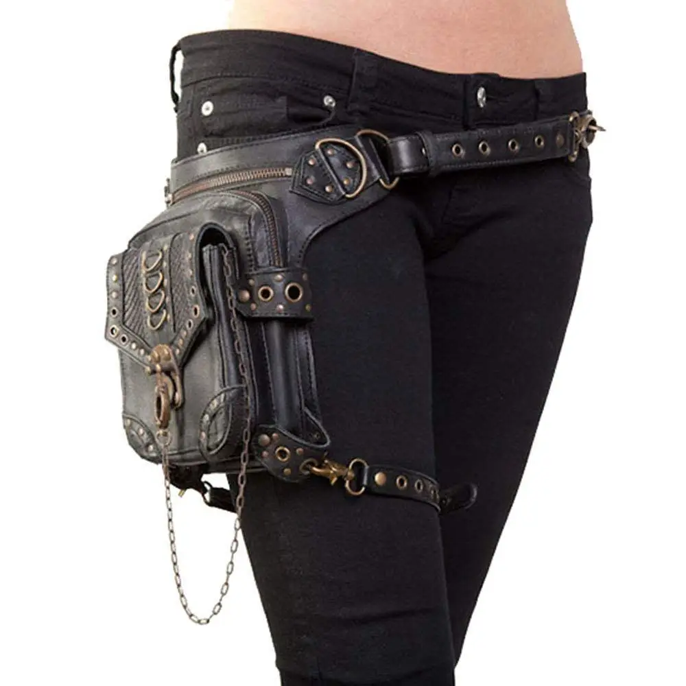 

Steampunk Retro Motorcycle Bag Lady Bag Retro Rock Gothic Goth Shoulder Waist Bags Packs