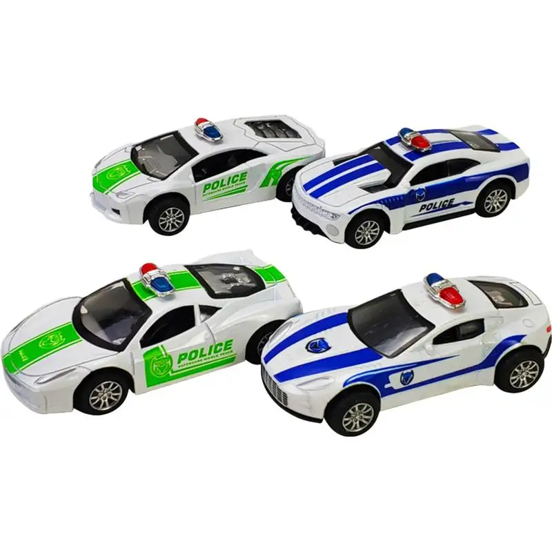 4pcs Police Car Mini Simulation Pull Back Model Police Car for Children