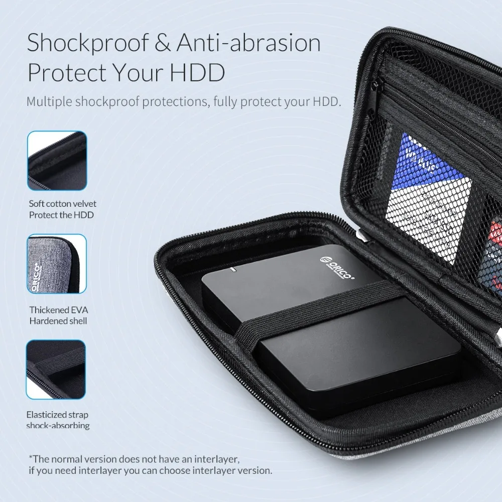 ORICO 2,5 дюйма HDD защиты сумка коробка для внешних накопителей USB жесткий диск HDD Мощность Bank кабель чехол для жесткий диск