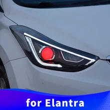 Фара в сборе для hyundai Elantra 2012 2013 Светодиодный дневной ходовой свет светодиодный указатель поворота светодиодный дальнего света