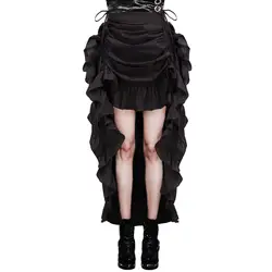 Юбка в готическом стиле викторианской юбка в стиле Панк Винтаж для женщин хлопок леди юбка с оборками