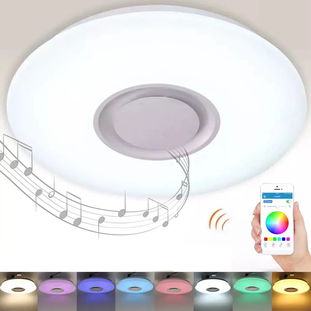 

Modern LED Ceiling Speaker bluetooth Lamp Dimmable Lighting RGB Led Ceiling Lights Smart Phone Remote Control Light Decor