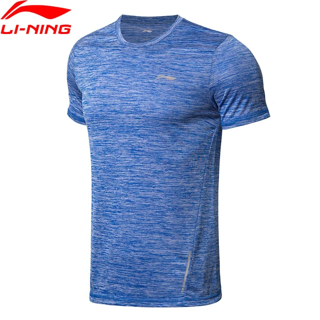Li-Ning Мужская футболка для бега, дышащая быстросохнущая Светоотражающая подкладка, полиэстер, тонкая посадка, Спортивная футболка, топы ATSN211 MTS2842