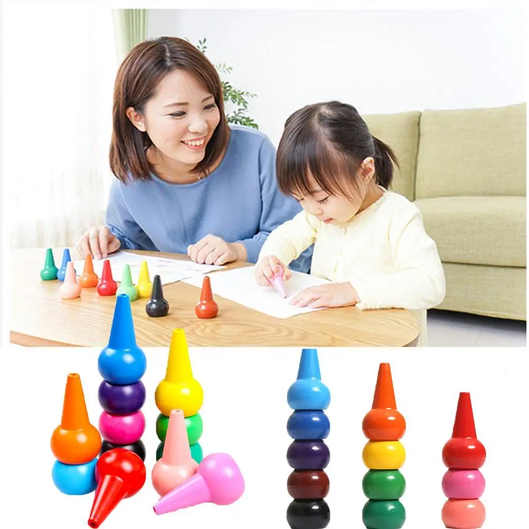 12 Colors Children Finger Crayons Safe Non toxic 165g 3D Colorful